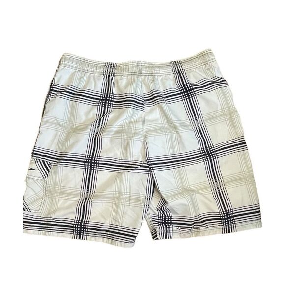 Speedo Quickdry Tartan Plaid Swim Trunks Black White Lined Board Shorts XL - Picture 2 of 6